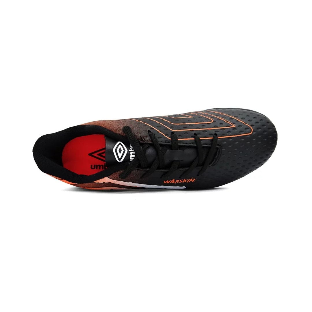 Chuteira Umbro Society Soccer Shoes Warskin Preto/Laranja/Branco Chuteira Umbro Society Soccer Shoes Warskin Preto/Laranja/Branco