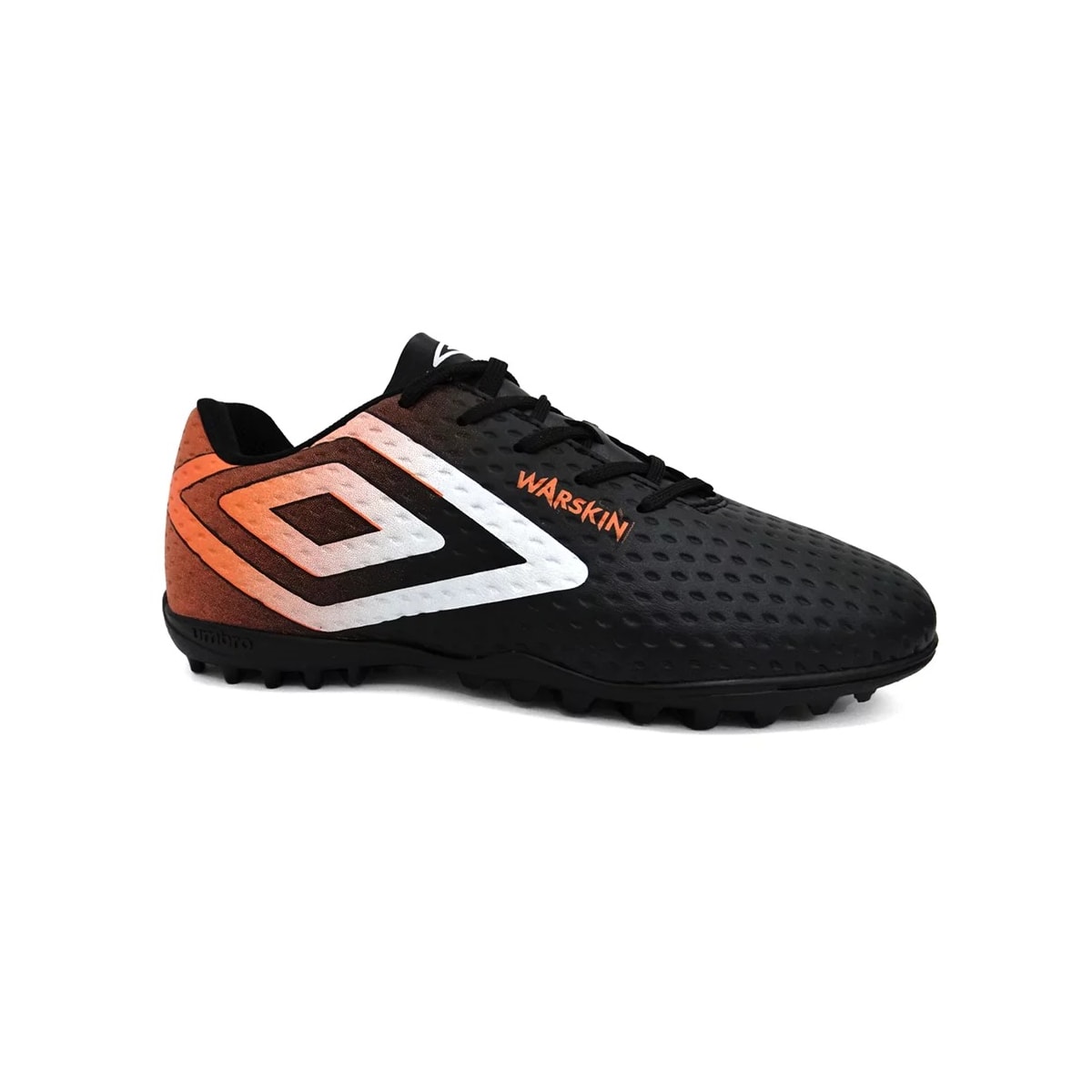 Chuteira Umbro Society Soccer Shoes Warskin Preto/Laranja/Branco Chuteira Umbro Society Soccer Shoes Warskin Preto/Laranja/Branco