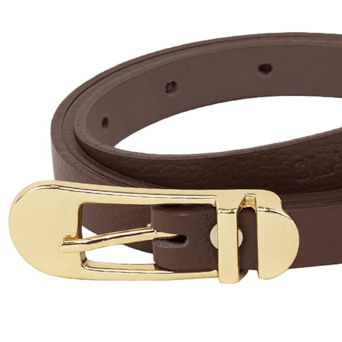 Detalhe - Cinto Classe Feminino Fino De Couro Cf165 Chocolate