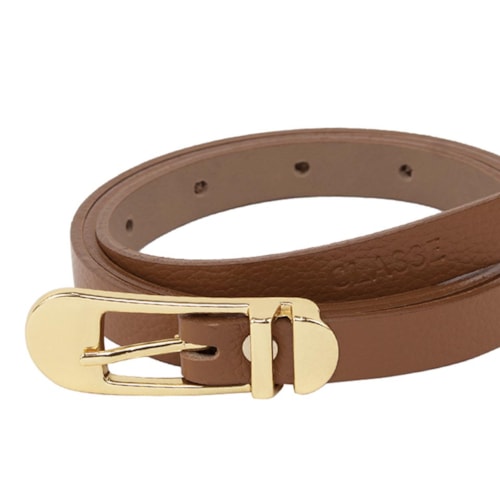 Detalhe - Cinto Classe Feminino Fino De Couro Cf165 Nocciola