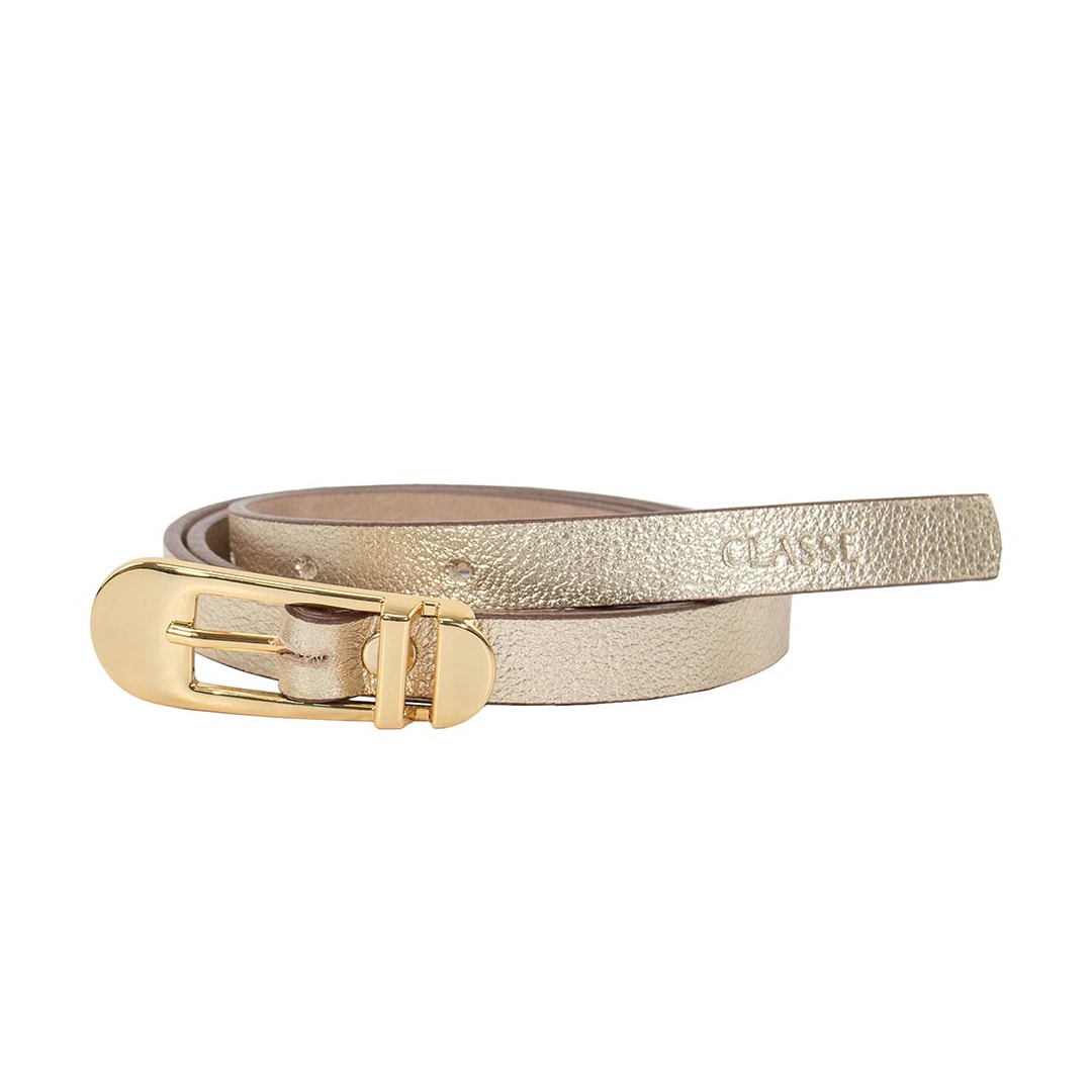 Cinto Classe Feminino Fino De Couro Cf165 Ouro