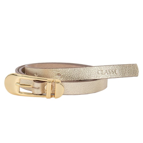 Cinto Classe Feminino Fino De Couro Cf165 Ouro