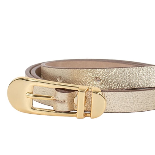 Detalhe - Cinto Classe Feminino Fino De Couro Cf165 Ouro