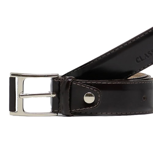 Detalhe - Cinto Classe Masculino de Couro Cm11 Cafe