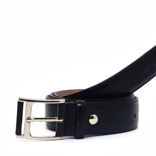 Detalhe - Cinto Classe Masculino de Couro Cm11 Preto