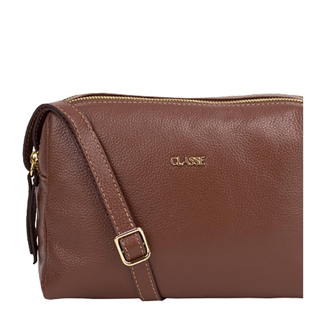 Classe Bolsa Feminina Croosbody De Couro 2870 Castor