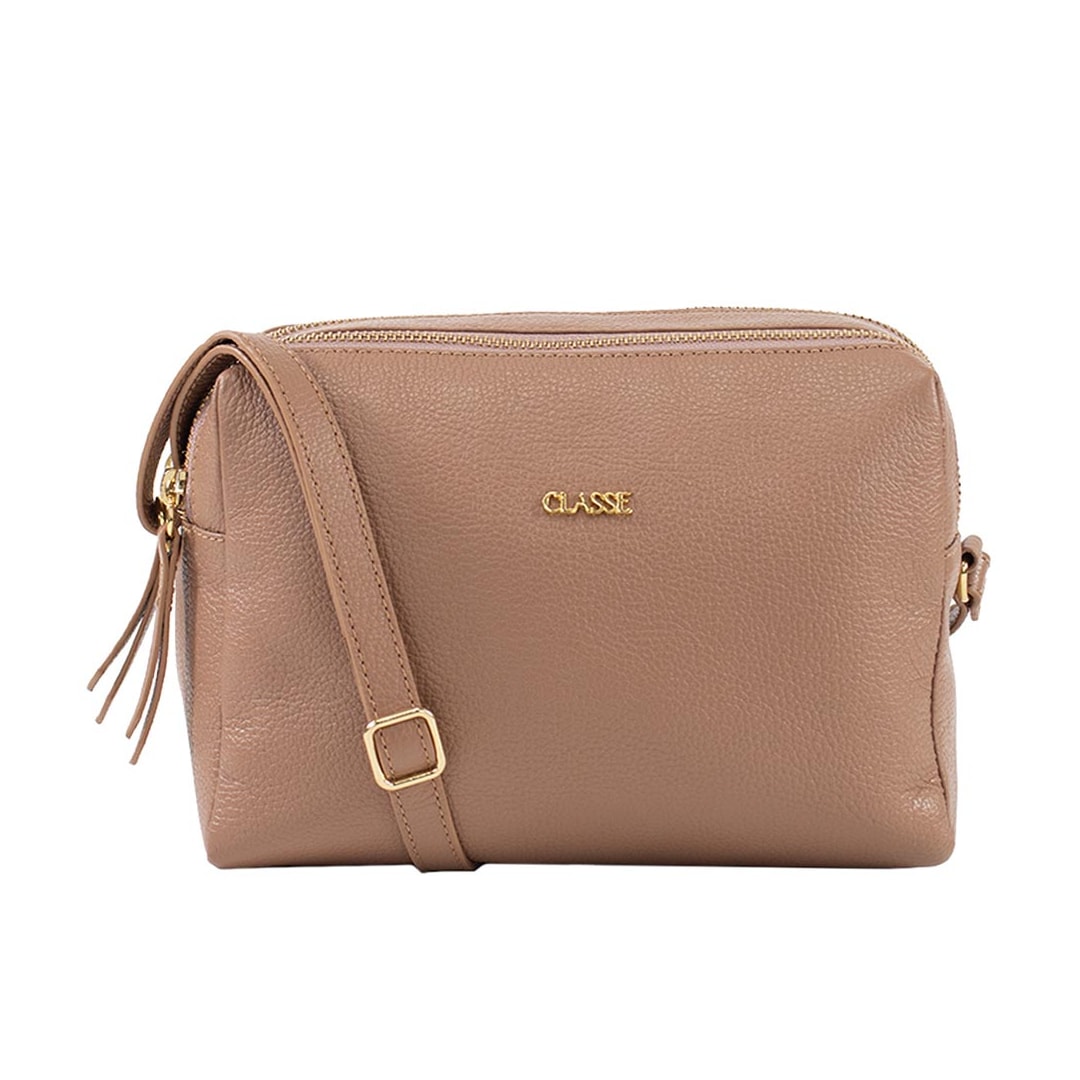 Classe Bolsa Feminina Croosbody De Couro 2870 Mocacchino