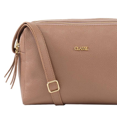 Detalhe - Classe Bolsa Feminina Croosbody De Couro 2870 Mocacchino