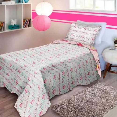 Detalhe - Colcha Jolitex De Solteiro Matelassada Rosa Claro