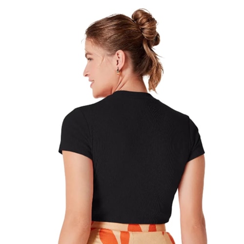 Cropped Hering Feminino Meia Manga 4Fq7 Preto