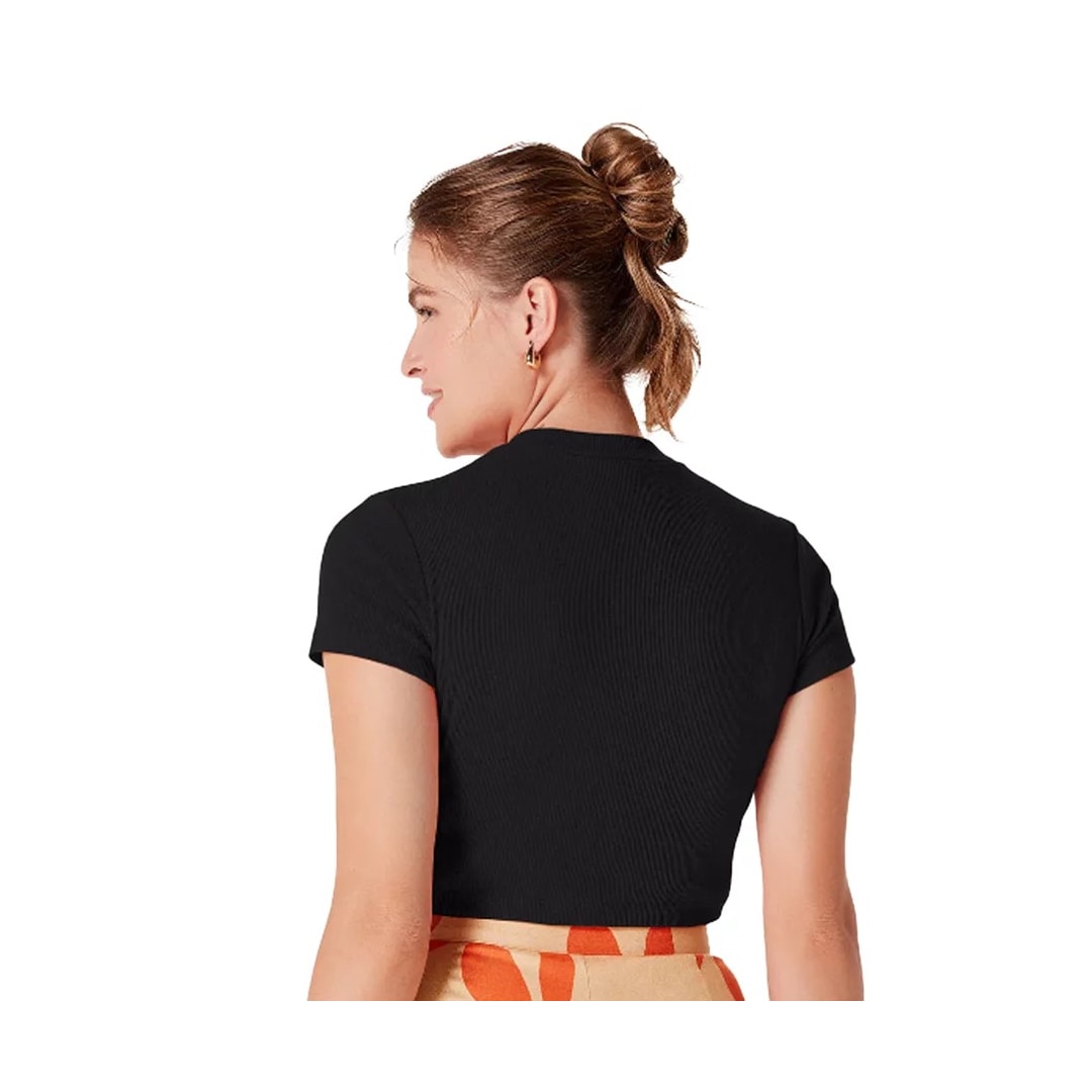 Cropped Hering Feminino Meia Manga 4Fq7 Preto