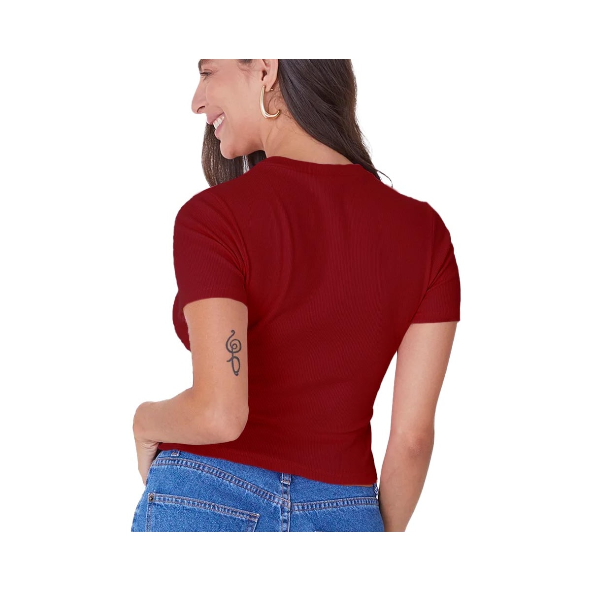 Cropped Malwee Meia Manga 114191 Vermelho Escuro