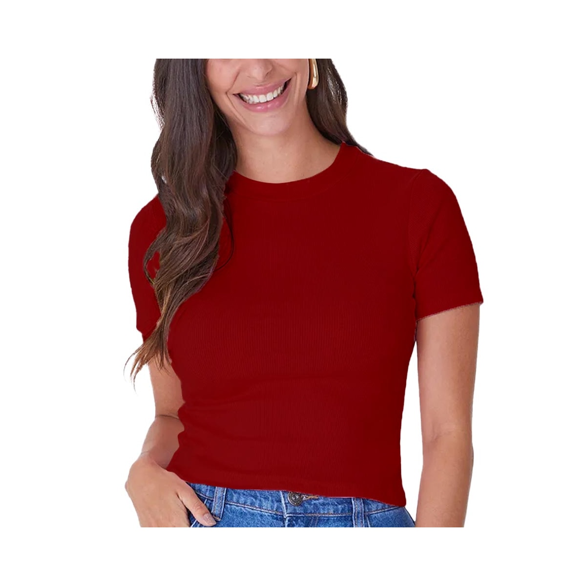 Cropped Malwee Meia Manga 114191 Vermelho Escuro Cropped Malwee Meia Manga 114191 Vermelho Escuro