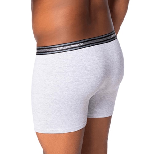 Detalhe - Cueca Lupo Boxer De Algodão 00653 Cinza Mescla