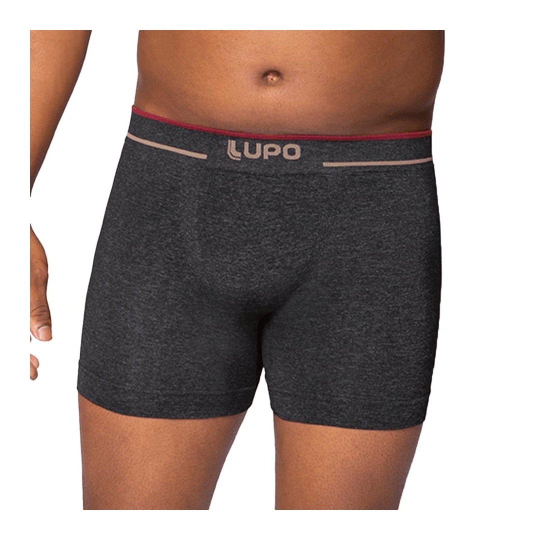 Cueca Lupo Boxer Plus Sem Costura Cós Largo 17800 Preto Mescla Cueca Lupo Boxer Plus Sem Costura Cós Largo 17800 Preto Mescla
