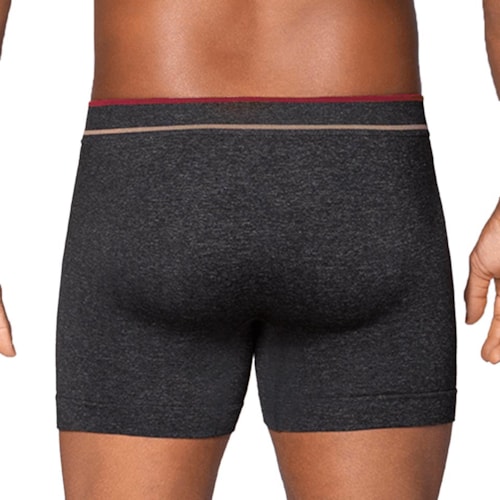 Detalhe - Cueca Lupo Boxer Plus Sem Costura Cós Largo 17800 Preto Mescla