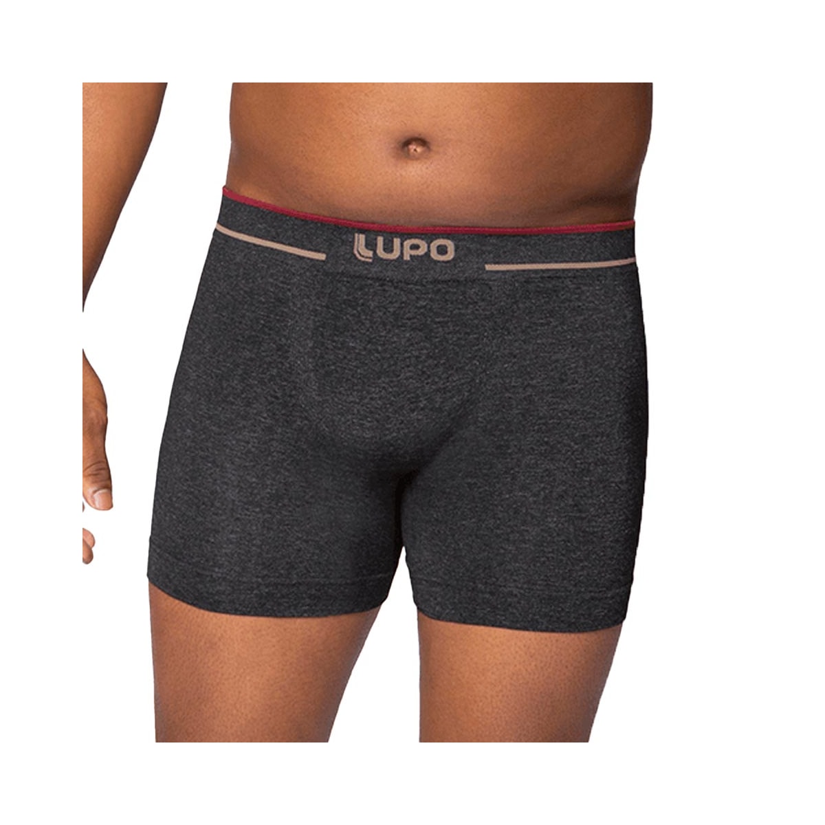 Cueca Lupo Boxer Plus Sem Costura Cós Largo 17800 Preto Mescla Cueca Lupo Boxer Plus Sem Costura Cós Largo 17800 Preto Mescla