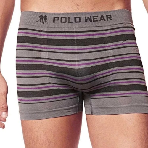 Detalhe - Cueca Polo Wear Boxer Microfibra Pwb21 Chumbo/Preto
