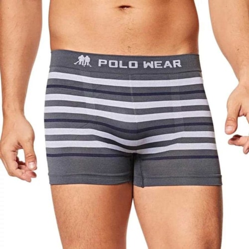 Cueca Polo Wear Boxer Microfibra Pwb21 Cinza/Marinho