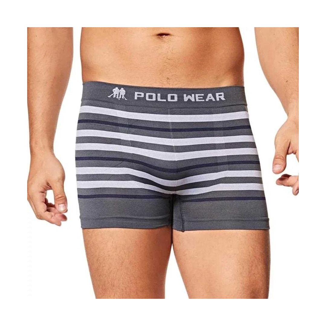 Cueca Polo Wear Boxer Microfibra Pwb21 Cinza/Marinho