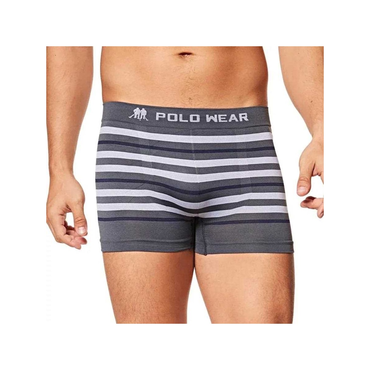 Cueca Polo Wear Boxer Microfibra Pwb21 Cinza/Marinho