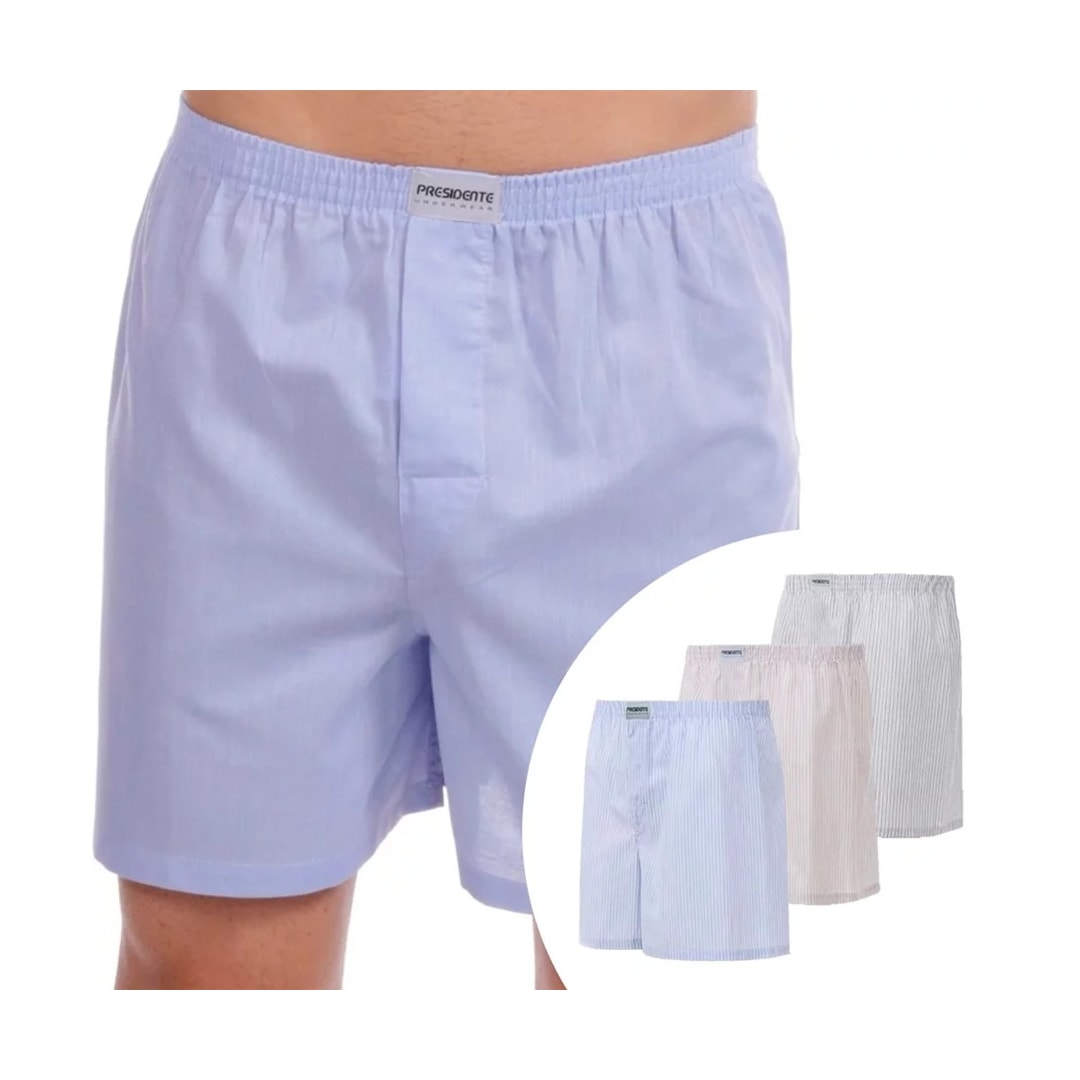 Cueca Presidente Samba Canção Boxer 100% Algodão 7891 - Cores Diversas Cueca Presidente Samba Canção Boxer 100% Algodão 7891 - Cores Diversas