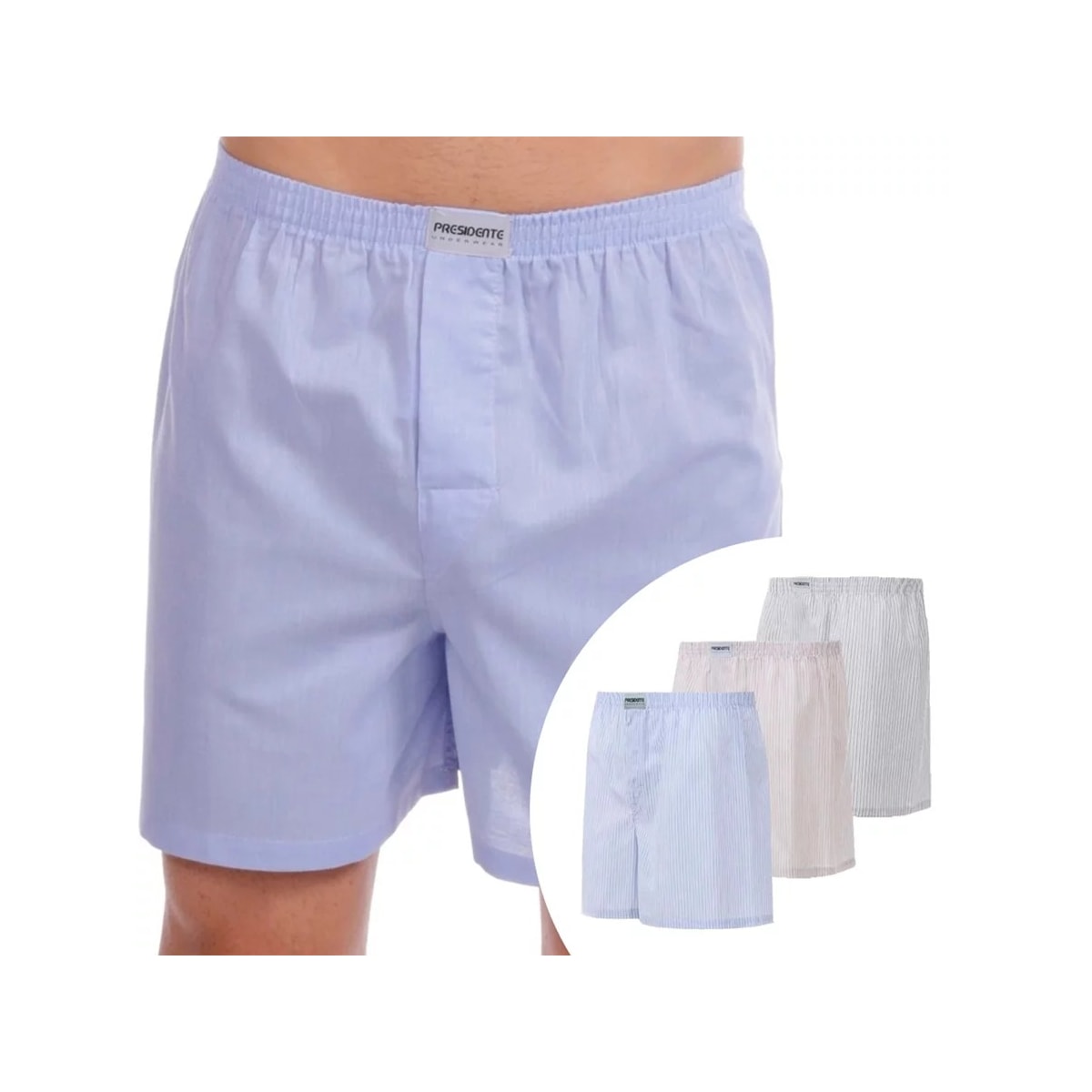Cueca Presidente Samba Canção Boxer 100% Algodão 7891 - Cores Diversas Cueca Presidente Samba Canção Boxer 100% Algodão 7891 - Cores Diversas