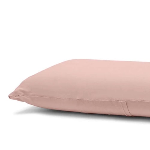 Detalhe - Fronha Bouton Avulsa Basic Malha Rosa Pastel