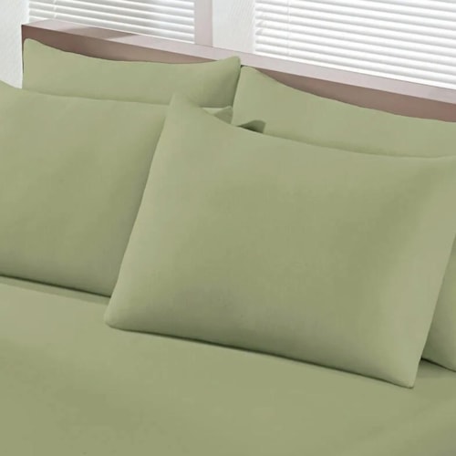 Detalhe - Fronha Bouton Avulsa Basic Malha Verde Musgo