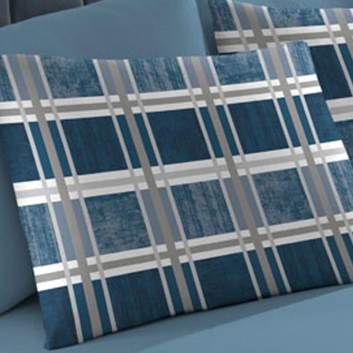 Detalhe - Fronha Bouton Basic Estampada Escocia Azul