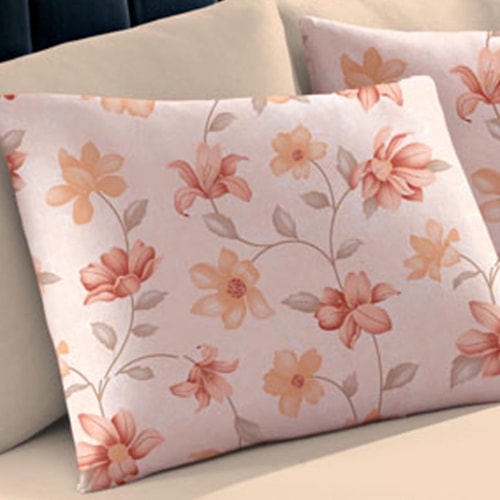 Detalhe - Fronha Bouton Basic Estampada Jania Coral