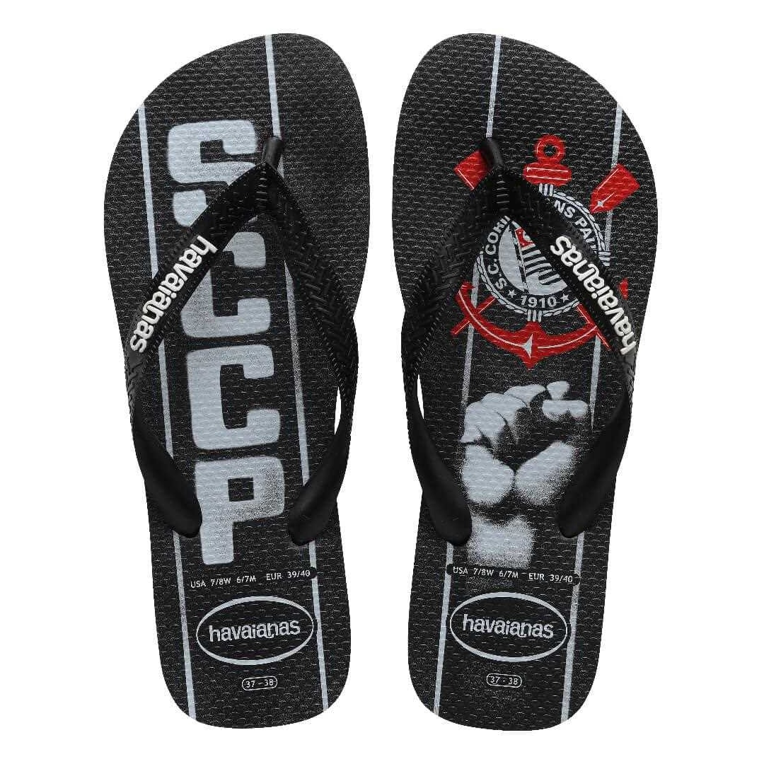 Havaianas Chinelo Masculino Times Corinthians Preto Havaianas Chinelo Masculino Times Corinthians Preto