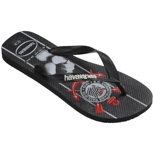 Detalhe - Havaianas Chinelo Masculino Times Corinthians Preto
