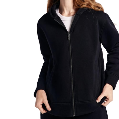 Jaqueta Hering Feminina Moletom Aberta Capuz K6p7 Preto