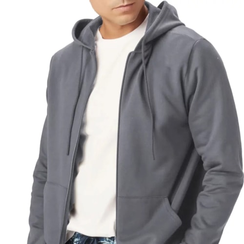 Detalhe - Jaqueta Malwee Moletom Tradicional 6668 Cinza Mescla