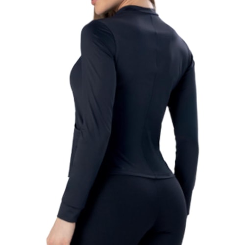 Detalhe - Jaqueta Selene Fitness Proteção Uv 50+ 22026 Preto