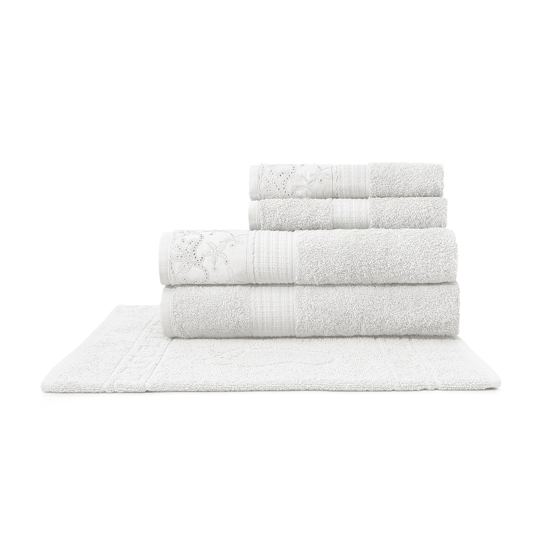 Jogo Bouton De Banho 5 Pcs Dakota Renda Branco