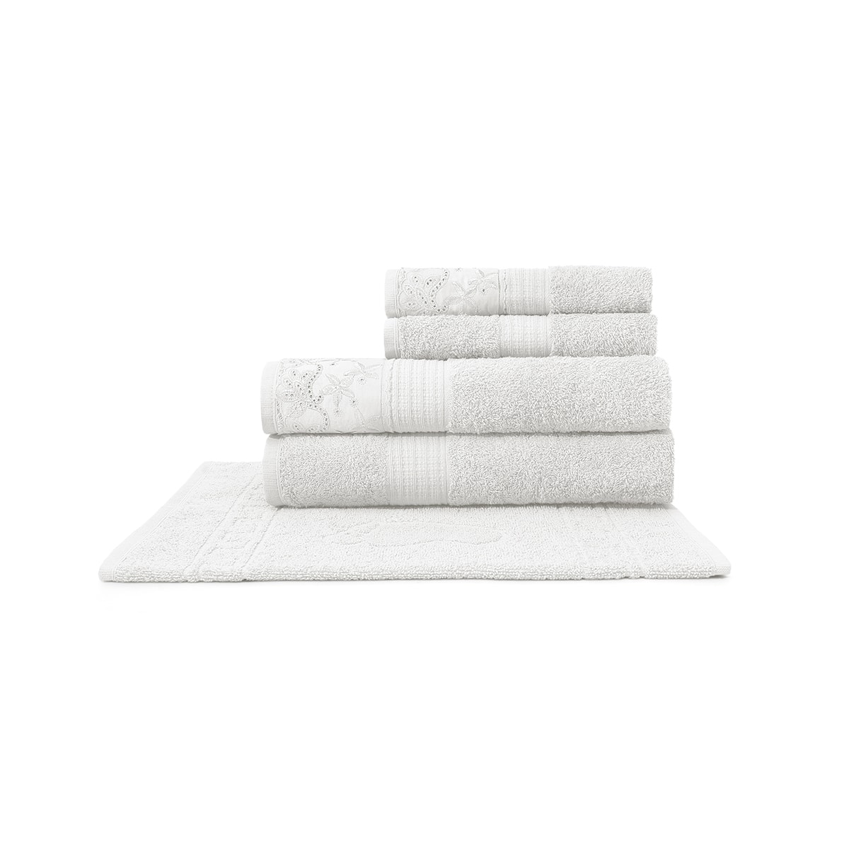 Jogo Bouton De Banho 5 Pcs Dakota Renda Branco Jogo Bouton De Banho 5 Pcs Dakota Renda Branco