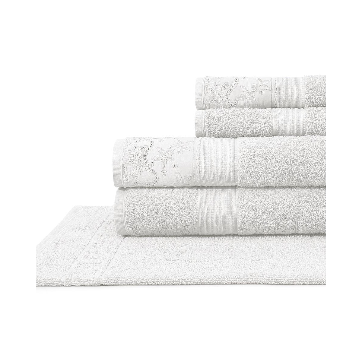 Jogo Bouton De Banho 5 Pcs Dakota Renda Branco