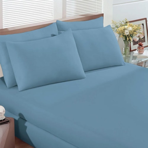 Jogo Bouton Lençol Casal 3 Peças Rolinho Jeans