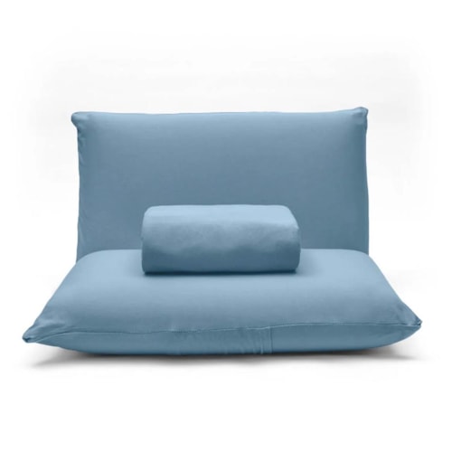 Detalhe - Jogo Bouton Lençol Casal 3 Peças Rolinho Jeans