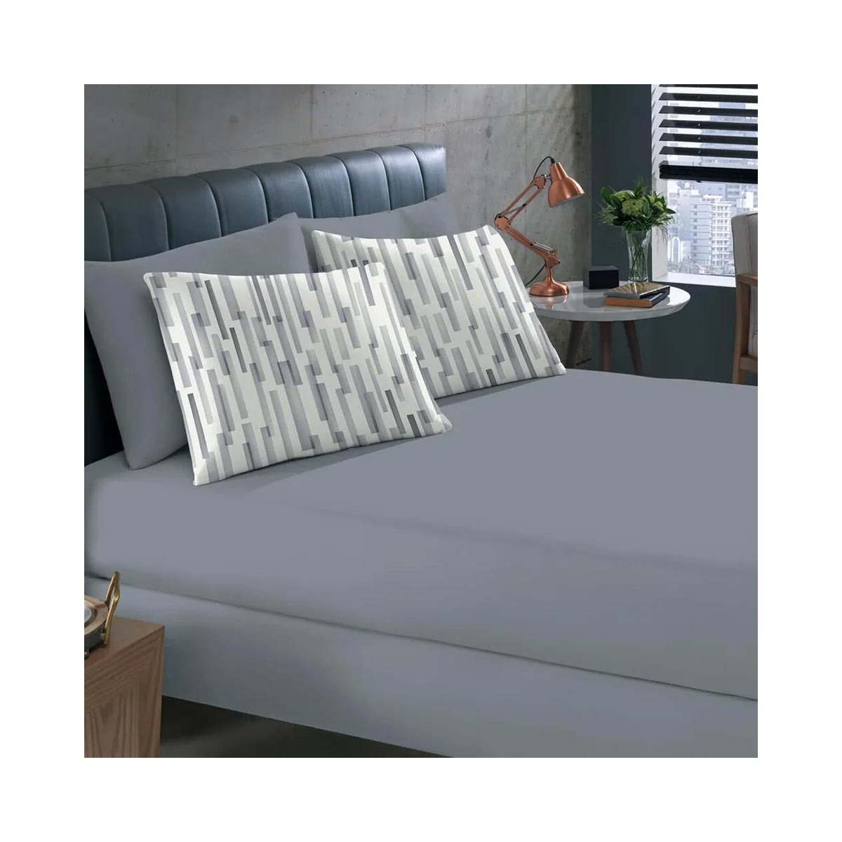 Jogo Bouton Lençol Casal 3 Peças Rolinho Natan Grafite