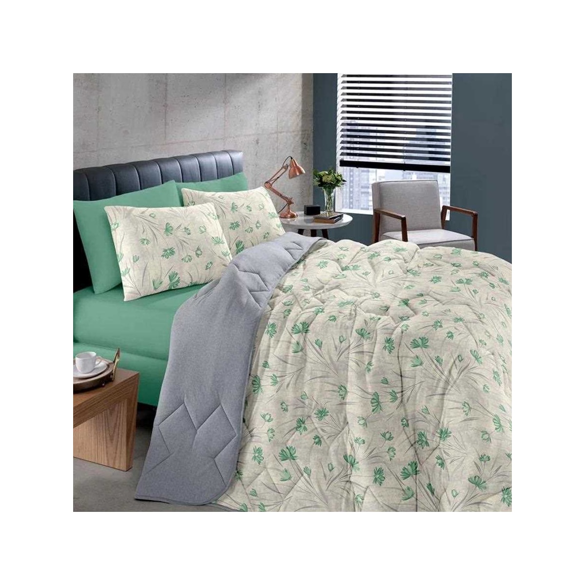 Jogo Bouton Lençol Casal 3 Peças Rolinho Sandrine Menta