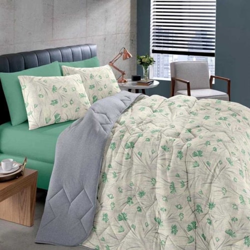 Jogo Bouton Lençol Casal 3 Peças Rolinho Sandrine Menta