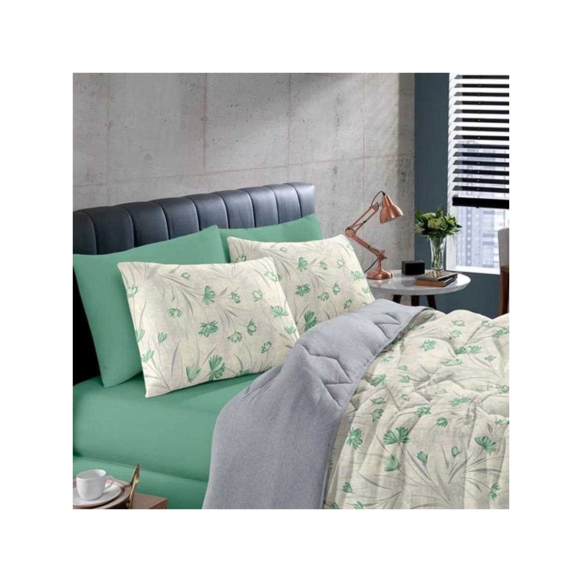Jogo Bouton Lençol Casal 3 Peças Rolinho Sandrine Menta