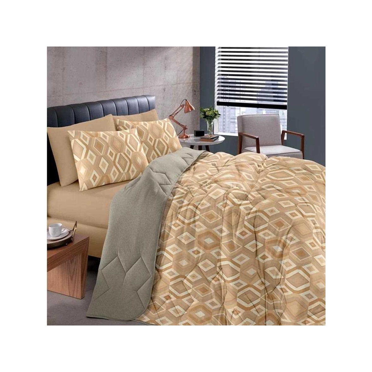 Jogo Bouton Lençol Casal 3 Peças Rolinho Silver Caramelo