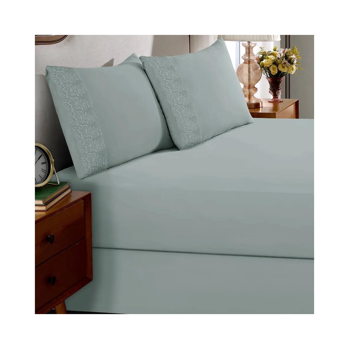 Jogo Bouton Lençol Queen 3 Peças Sonata Milka Cinza