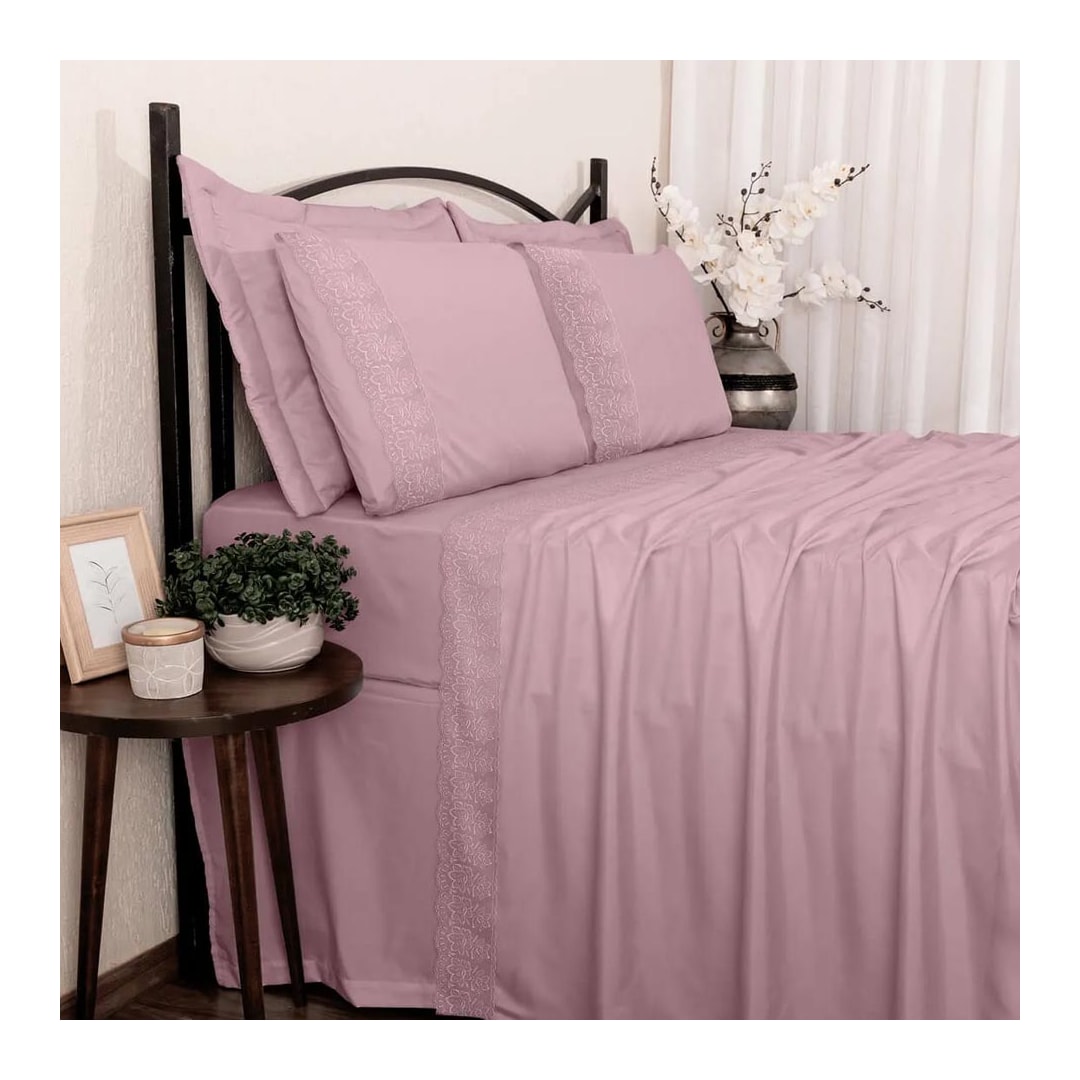 Jogo Bouton Lençol Queen Sonata Milka 4 Peças Rosa Jogo Bouton Lençol Queen Sonata Milka 4 Peças Rosa