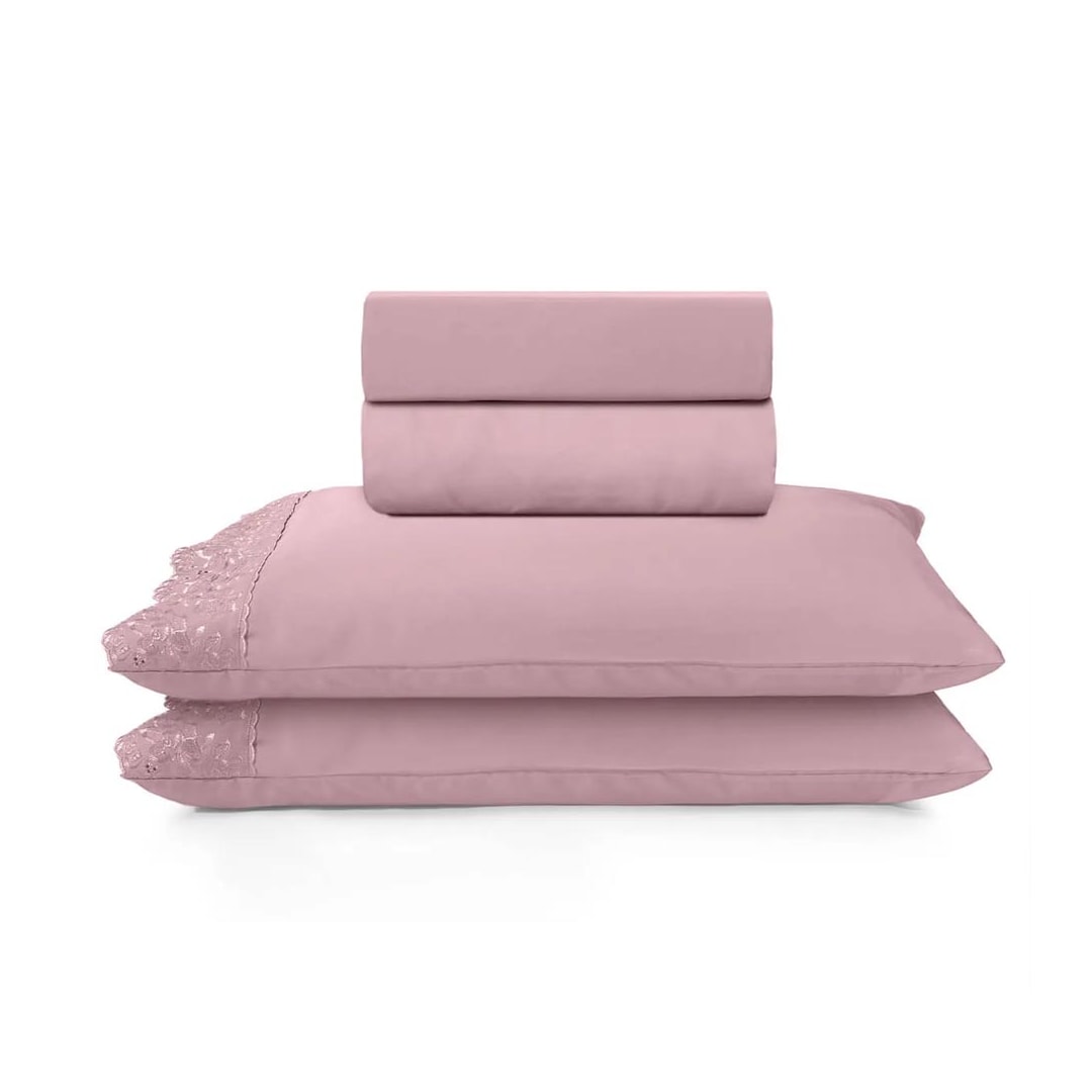 Jogo Bouton Lençol Queen Sonata Milka 4 Peças Rosa Jogo Bouton Lençol Queen Sonata Milka 4 Peças Rosa