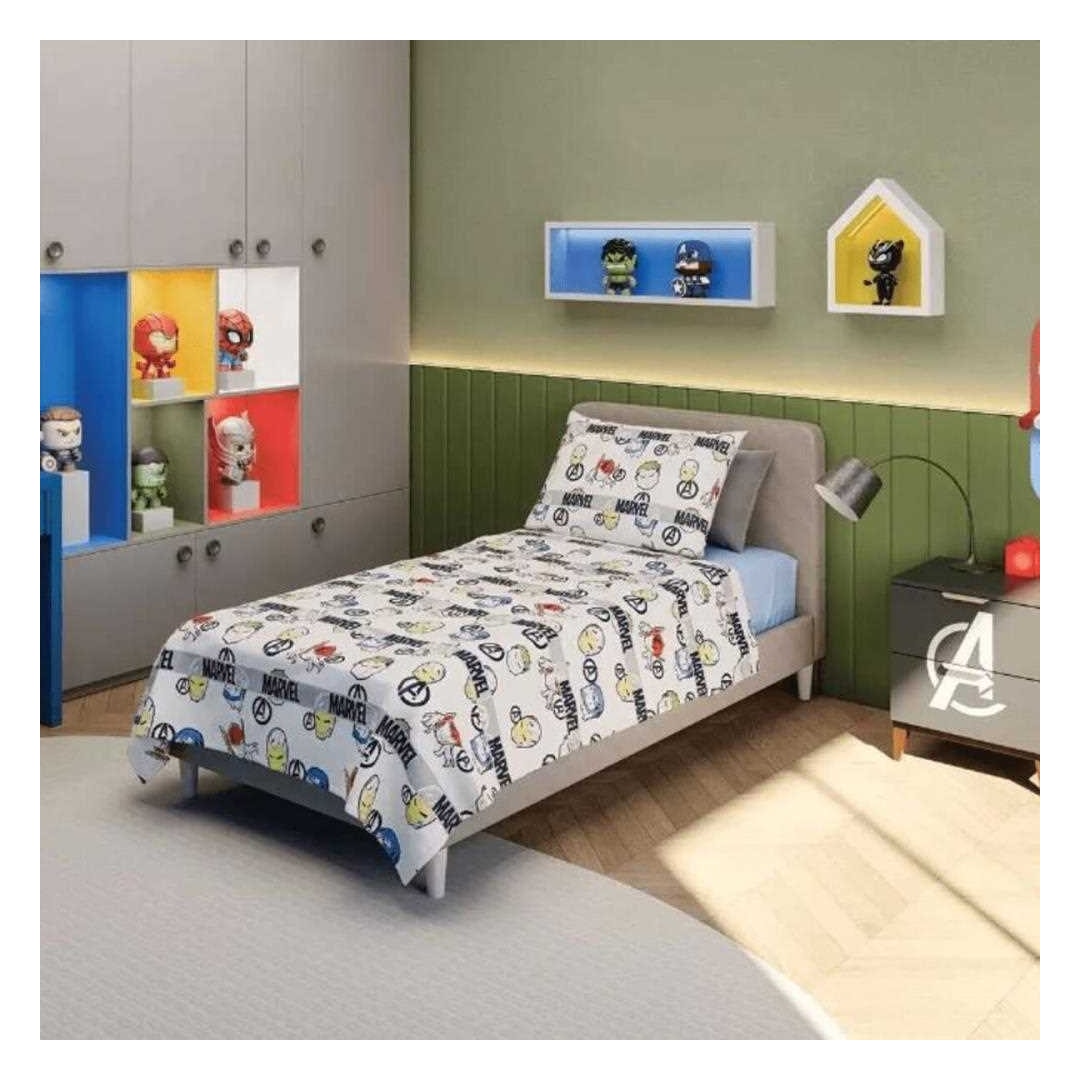 Jogo De Cama Lepper Avengers Solteiro 059744 Branco Avengers